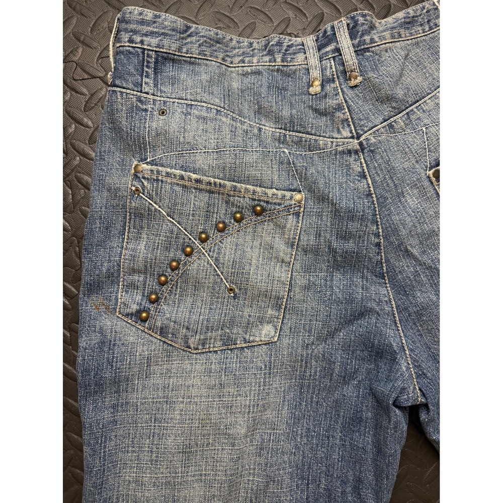 Enyce Y2K Baggy Studded Spellout Jeans Mens 36 Blue Denim Hip Hop Streetwear - Picture 11 of 12